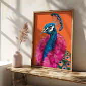 Pfau in Fur Animal Fashion Art Colorful Poster