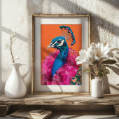 Pfau in Fur Animal Fashion Art Colorful Poster