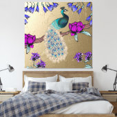 Pfau in Gold Leinwanddruck (Insitu (Schlafzimmer))