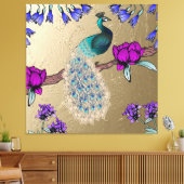 Pfau in Gold Leinwanddruck (Insitu (Wohnzimmer))