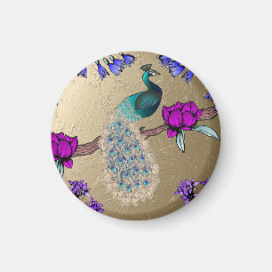 Pfau in Gold Magnet