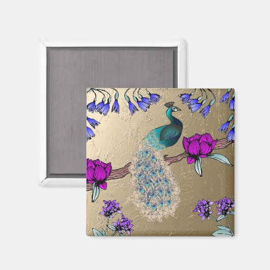 Pfau in Gold Magnet (Vorderseite/Rückseite)