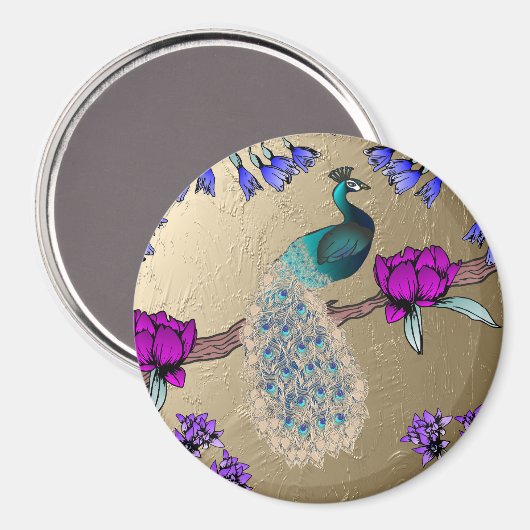 Pfau in Gold Magnet (Vorderseite/Rückseite)