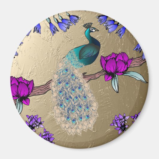 Pfau in Gold Magnet (Vorne)