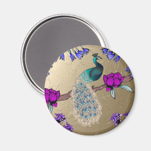 Pfau in Gold Magnet (Vorderseite/Rückseite)