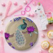 Pfau in Gold Pappteller (Party)