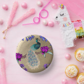 Pfau in Gold Pappteller (Party)