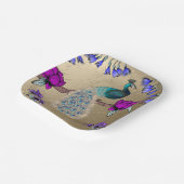 Pfau in Gold Pappteller (Gewinkelt)