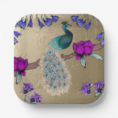 Pfau in Gold Pappteller (Vorderseite)