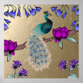 Pfau in Gold Poster (Vorne)