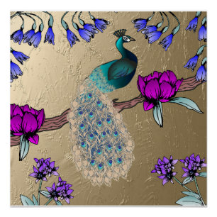 Pfau in Gold Poster
