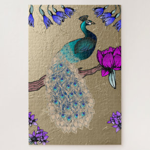 Pfau in Gold Puzzle