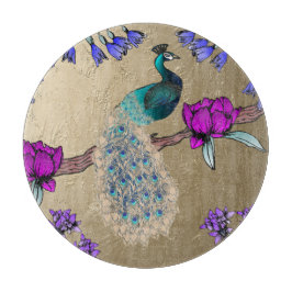 Pfau in Gold Schneidebrett