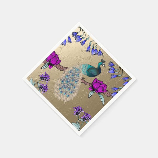 Pfau in Gold Serviette (Ecke)