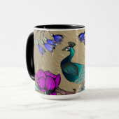 Pfau in Gold Tasse (Vorderseite Links)