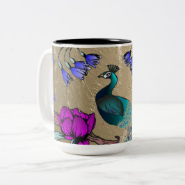 Pfau in Gold Zweifarbige Tasse
