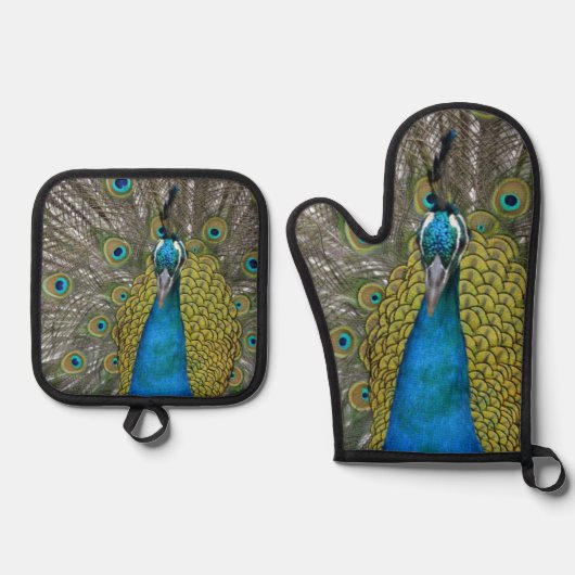 Pfau in Kauai Hawaii Ofenhandschuh & Topflappen-Set (Vorderseite)