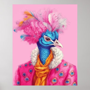 Pfau in Pink-Tierplakat Poster