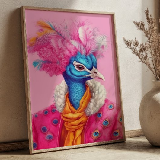 Pfau in Pink-Tierplakat Poster