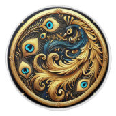 Pfau in Rahmen Keramikknauf (Vorderseite)