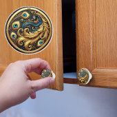 Pfau in Rahmen Keramikknauf