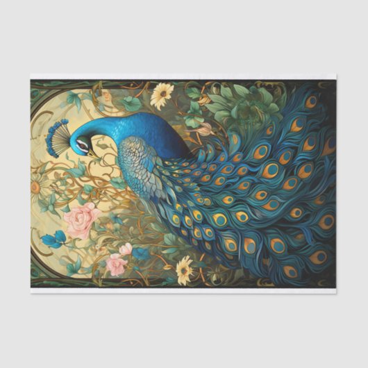 Pfau in Tapisserie 3 Dekoupage Papier (Vorderseite)