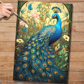 Pfau in Tapisserie 3 Dekoupage Papier