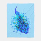 Pfau in Türkis, Cobalt Blue und Aqua Fleecedecke (Vorderseite)