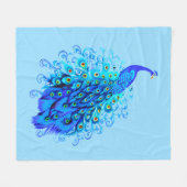 Pfau in Türkis, Cobalt Blue und Aqua Fleecedecke (Vorderseite (Horizontal))