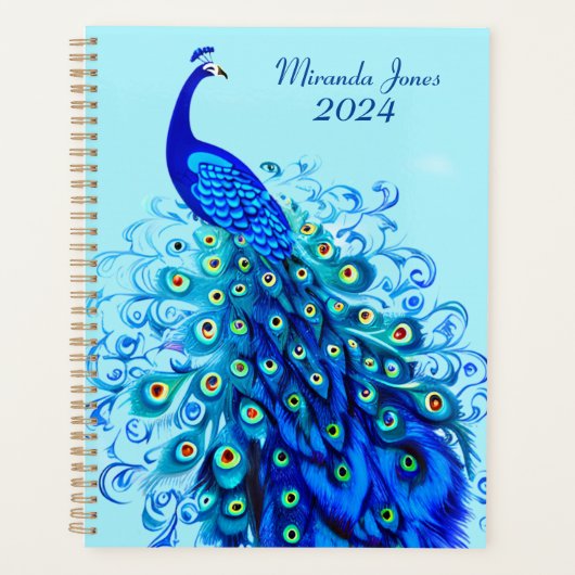 Pfau in Türkis, Cobalt Blue und Aqua Planer (Vorderseite)