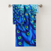 Pfau in Türkis und Cobalt Blue Badhandtuch Set (Insitu)