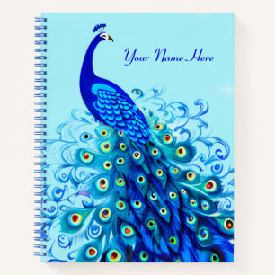 Pfau in Türkis und Cobalt Blue Journal Notizblock