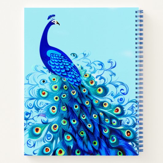 Pfau in Türkis und Cobalt Blue Journal Notizblock (Rückseite)