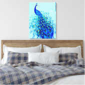 Pfau in Türkis und Cobalt Blue Leinwanddruck (Insitu (Schlafzimmer))