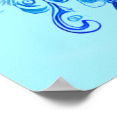 Pfau in Türkis und Cobalt Blue Poster (Ecke)