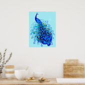 Pfau in Türkis und Cobalt Blue Poster (Küche)