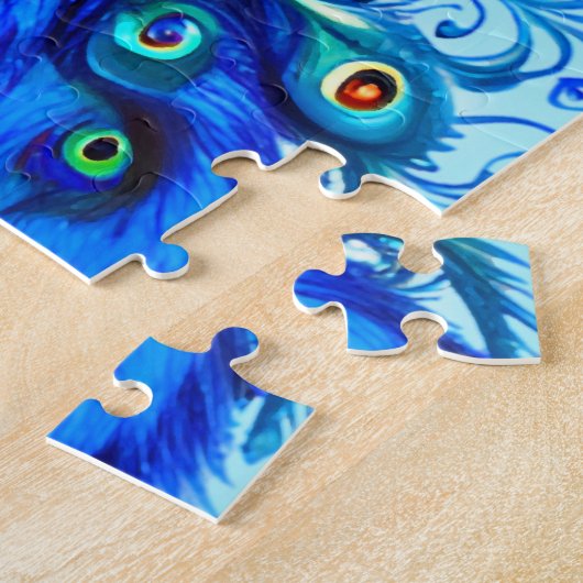 Pfau in Türkis und Cobalt Blue Puzzle (Seite)
