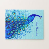 Pfau in Türkis und Cobalt Blue Puzzle (Horizontal)