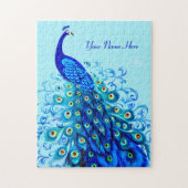Pfau in Türkis und Cobalt Blue Puzzle (Vertikal)