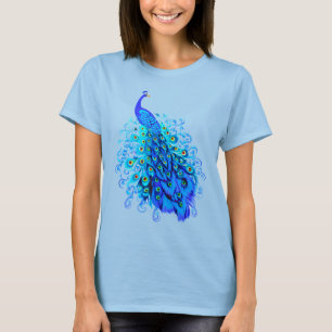 Pfau in Türkis und Cobalt Blue T-Shirt