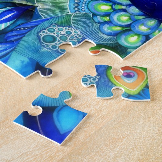 Pfau in voller Blüte Puzzle (Seite)