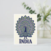 Pfau Indien Reise Postkarte (Stehend Vorderseite)