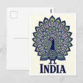 Pfau Indien Reise Postkarte (Vorne/Hinten)