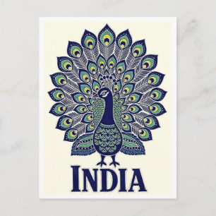 Pfau Indien Reise Postkarte