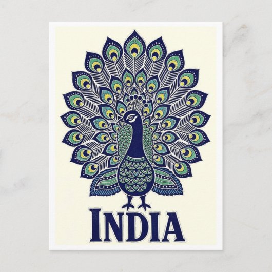 Pfau Indien Reise Postkarte (Vorderseite)