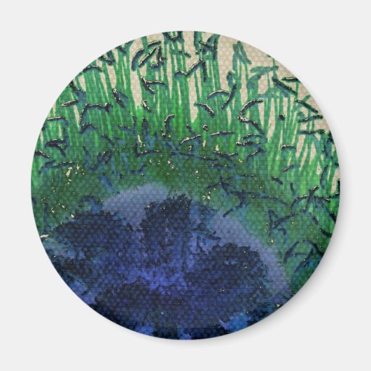 Pfau-inspirierter Blumen-Magnet Magnet (Vorne)