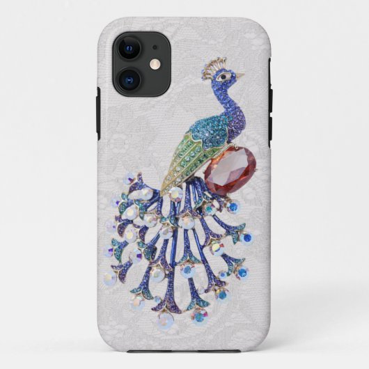 Pfau-Juwel-Bild-Paisley-Spitze-Foto Case-Mate iPhone Hülle (Rückseite)