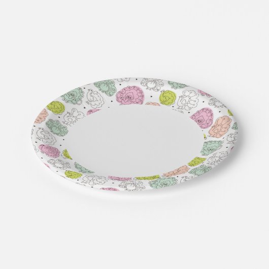 Pfau-Kindertapete Vintag Pappteller (Schrägansicht)