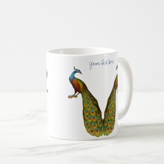 Pfau-Kunst-Vogel-kundengerechte Tasse (VorderseiteRechts)