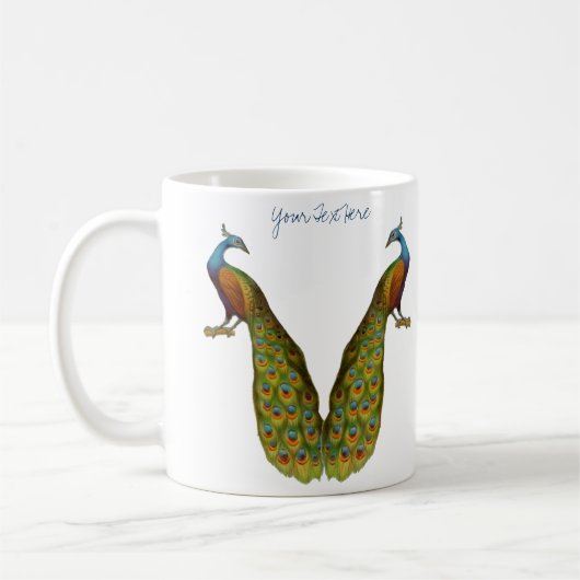Pfau-Kunst-Vogel-kundengerechte Tasse (Links)